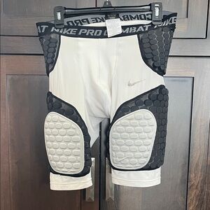 Nike Pro Combat football compression girdle White Black Padded Shorts large